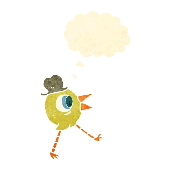 Chapeau oiseau dessin animé rétro — Image vectorielle