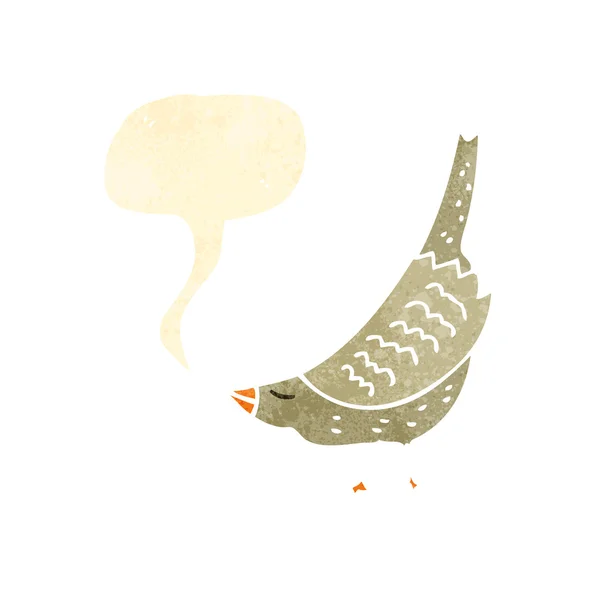 Caricature rétro tweeter oiseau — Image vectorielle