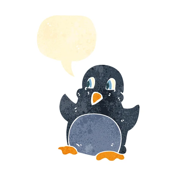 Pinguino di Natale cartone animato retrò — Vettoriale Stock