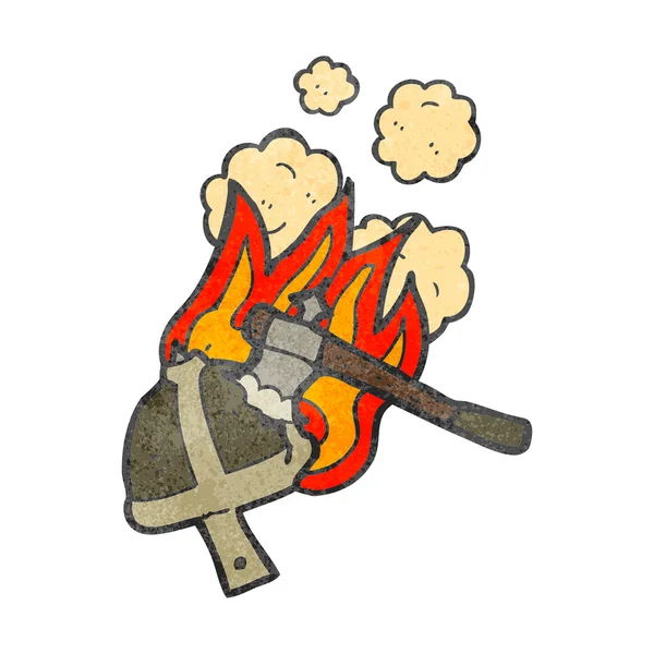 Capacete em chamas desenhos animados — Vetor de Stock