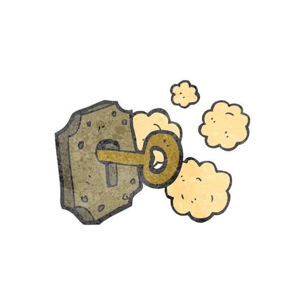 Retro-Cartoon Schlüssel im Schloss — Stockvektor