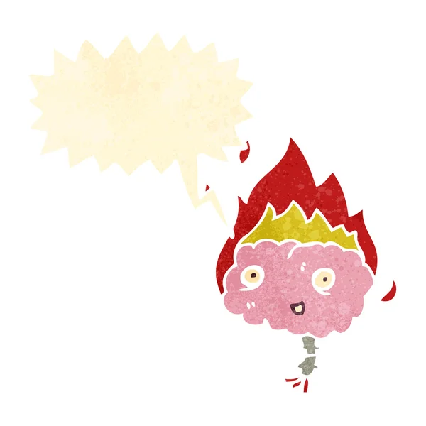 Мозг ретро-мультфильма в огне — стоковый вектор