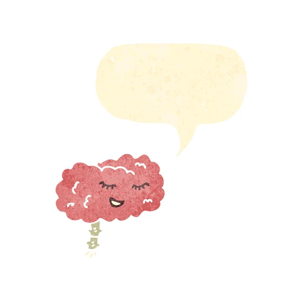Ρετρό γελοιογραφία εγκεφάλου με το συννεφάκι λόγου — Διανυσματικό Αρχείο