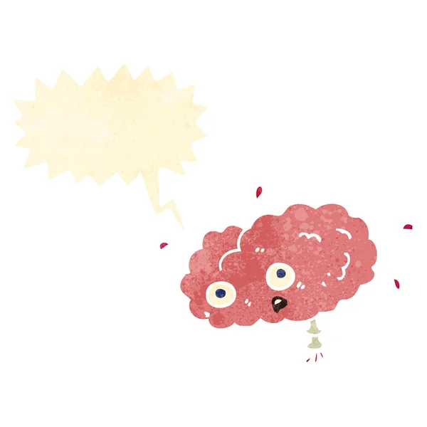 Otak kartun retro dengan gelembung ucapan - Stok Vektor