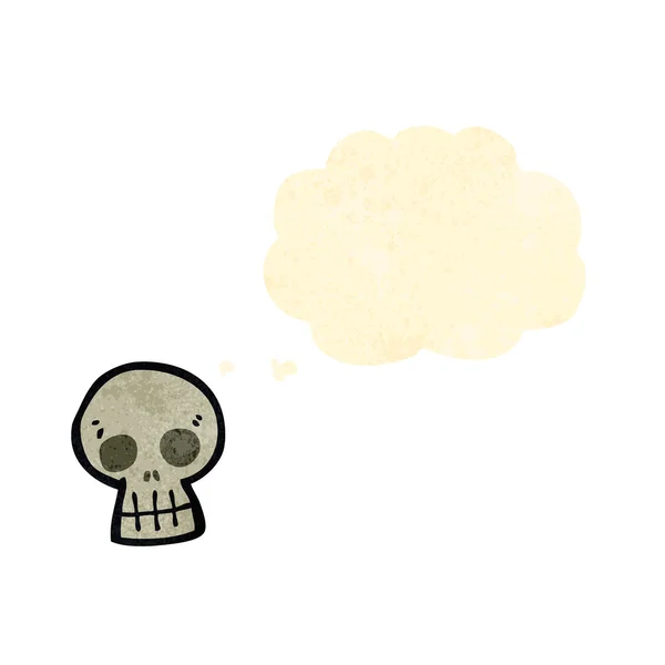 Símbolo do crânio dos desenhos animados com nuvem de pensamento — Vetor de Stock