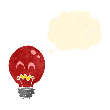 Retro karikatür kırmızı ışık ampul simgesi
