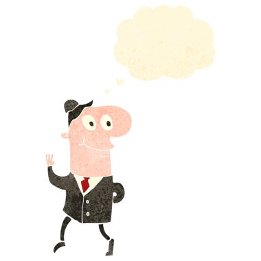 retro karikatür işadamı çalışmak için yürüyüş