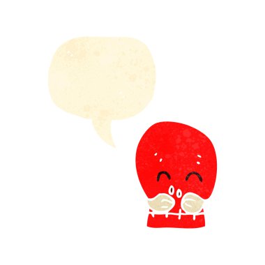 Retro karikatür kafatası ile konuşma balonu