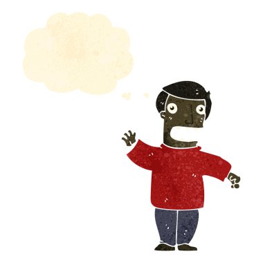 retro de dibujos animados que agita a hombre