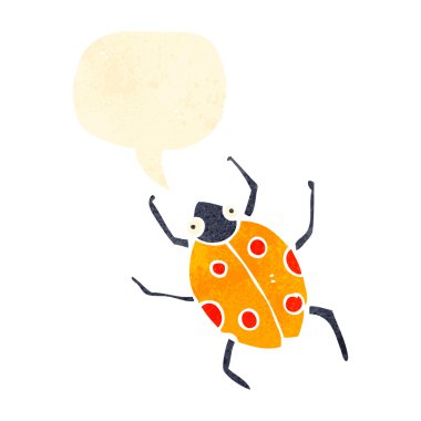 Retro karikatür uğur böceği ile konuşma balonu