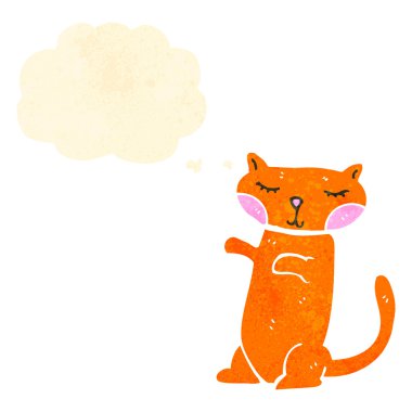 Retro karikatür kedi ile düşünce balonu