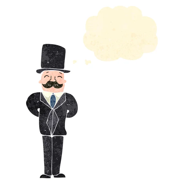 Homme dessin animé rétro avec chapeau haut de forme — Image vectorielle