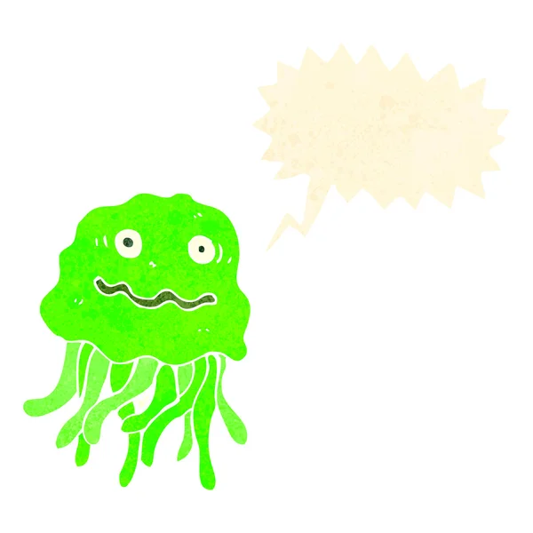 Retro cartoon jellyfish with speech bubble — Stock Vector