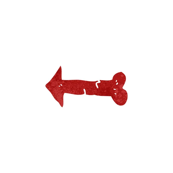Retro cartoon pointing bone shaped arrow — Stock Vector