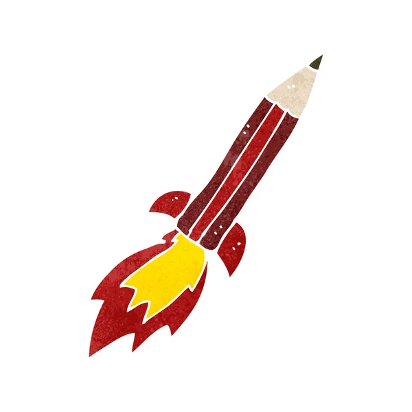 Retro kreslené tužkou raketa — Stockový vektor