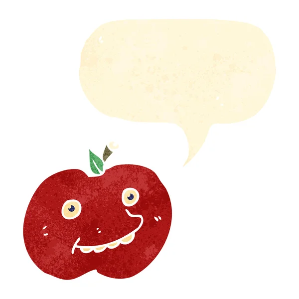 Retro cartone animato mela felice — Vettoriale Stock
