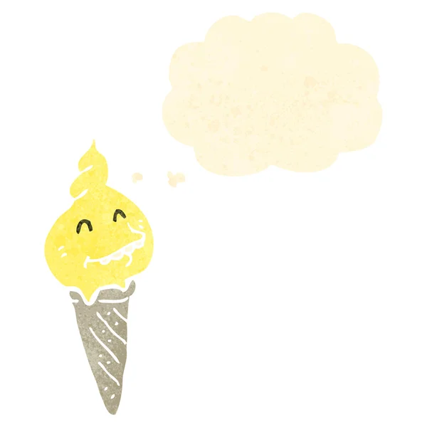 Ретро мультяшне морозиво з мисленням бульбашки — стоковий вектор