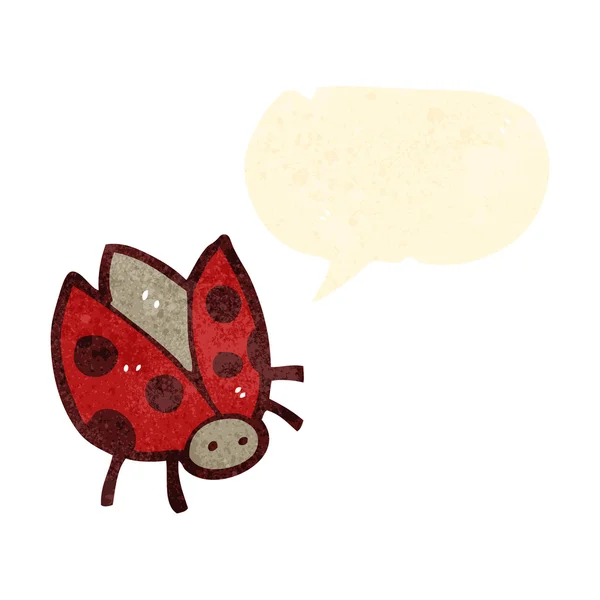 Retro cartoon ladybug with speech bubble — Stock Vector