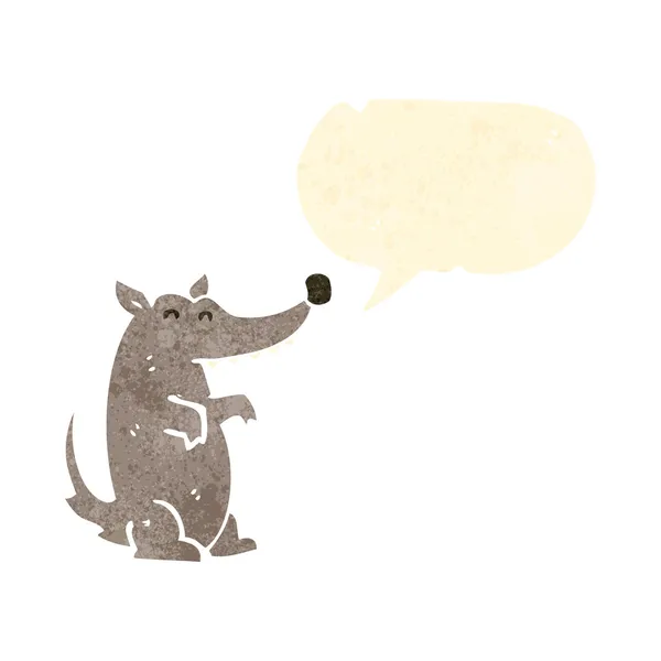 Loup de bande dessinée rétro avec bulle de parole — Image vectorielle