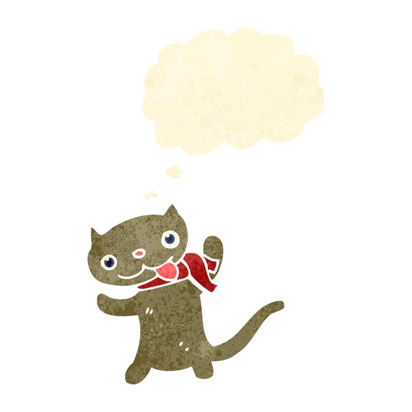 Desenhos animados retro engraçado pequeno gato — Vetor de Stock