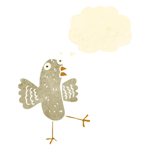 Retro Cartoon Vogel mit Gedankenblase — Stockvektor