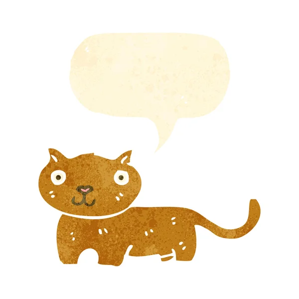 Chat dessin animé rétro avec bulle vocale — Image vectorielle