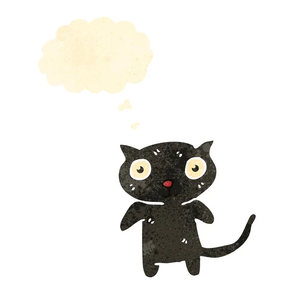 Kucing hitam kartun retro - Stok Vektor