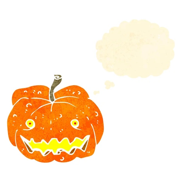 Retro cartoon spooky halloween pumpkin — Stock Vector