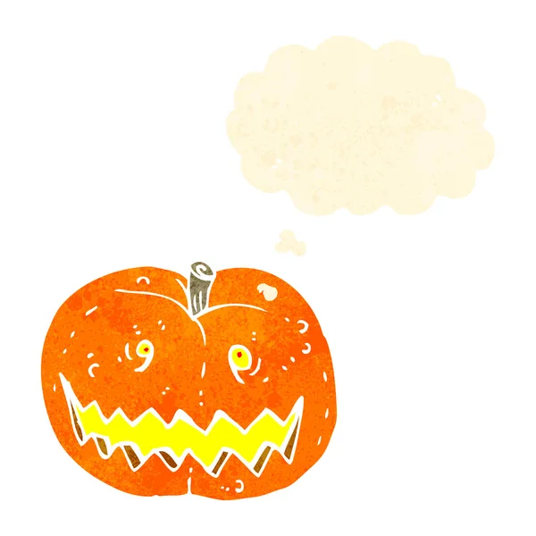 Caricature rétro fantasmagorique citrouille halloween — Image vectorielle