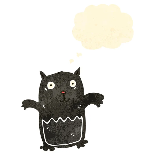 Retro desenho animado gato preto — Vetor de Stock