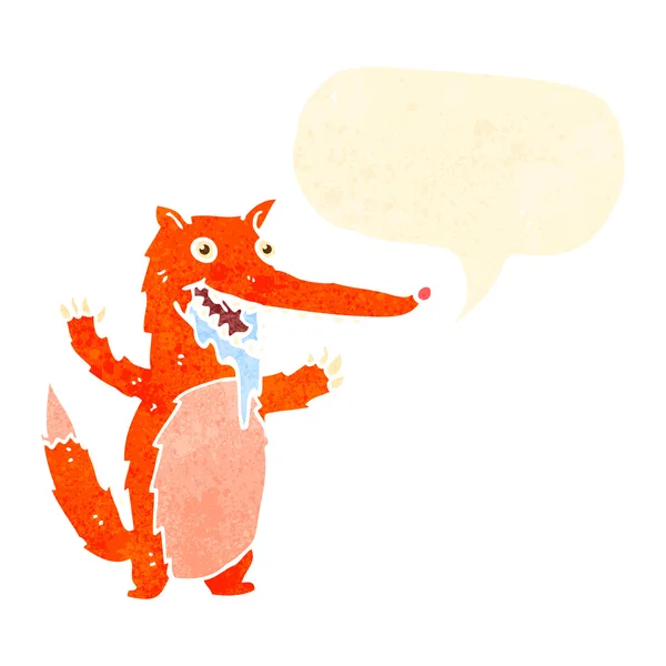 Retro cartoon hungry fox — Stock Vector