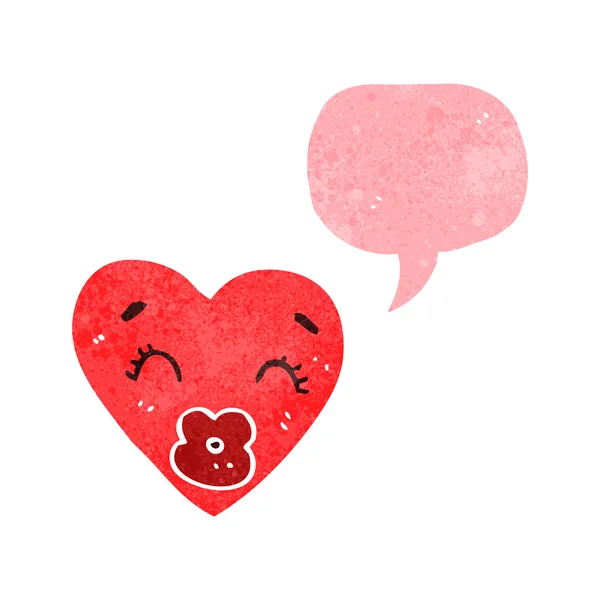 Retro karikatür kalp ile konuşma balonu — Stok Vektör