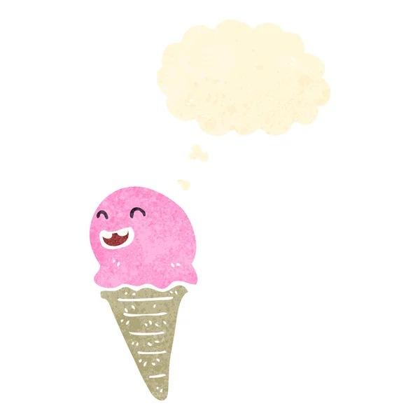 Personagem de cone de sorvete de desenhos animados retro —  Vetores de Stock