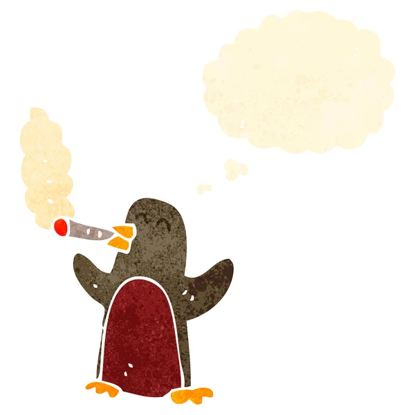 Retro cartoon robin smoking cigarette — Stock Vector