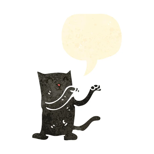 Retro tecknad katt med pratbubblan — Stock vektor
