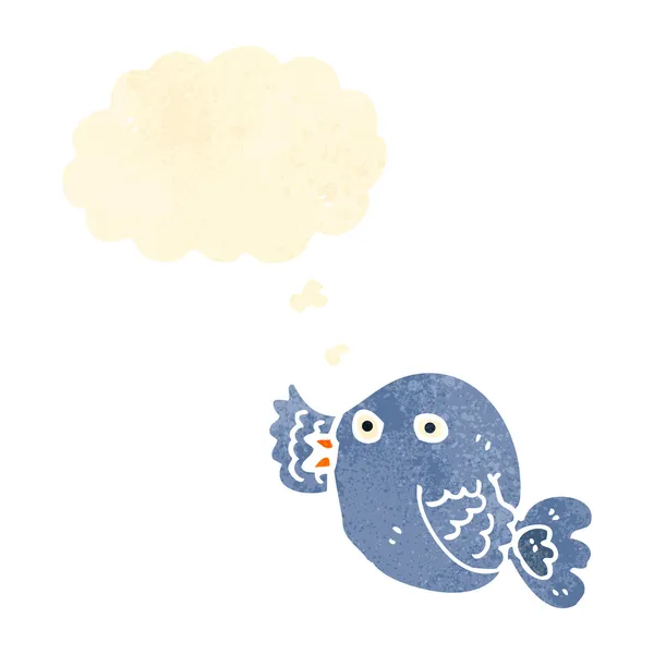 Retro cartoon bluebird avec bulle de pensée — Image vectorielle