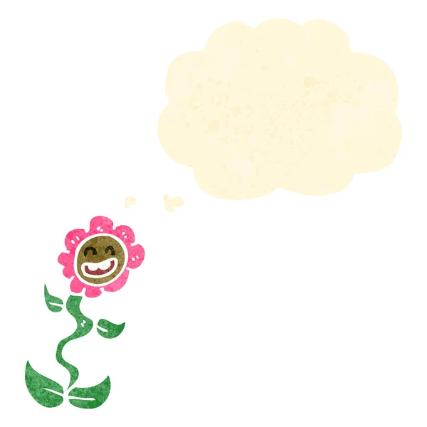 Retro karikatür çiçek ile düşünce balonu — Stok Vektör