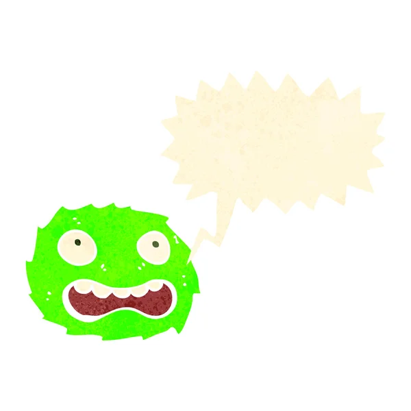 Retro cartoon grappige kleine monster met tekstballon — Stockvector