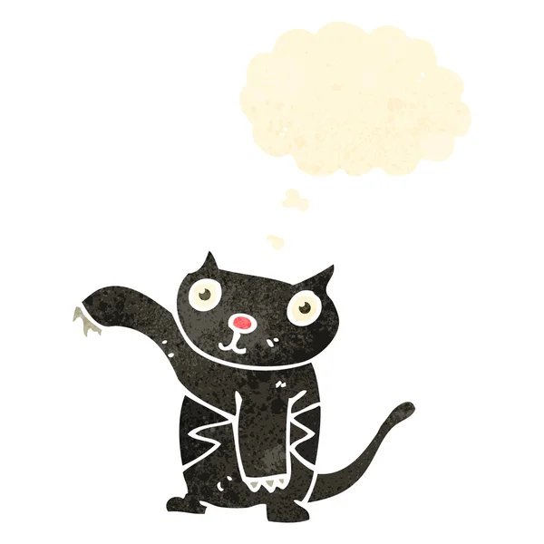 Kucing hitam kartun retro - Stok Vektor