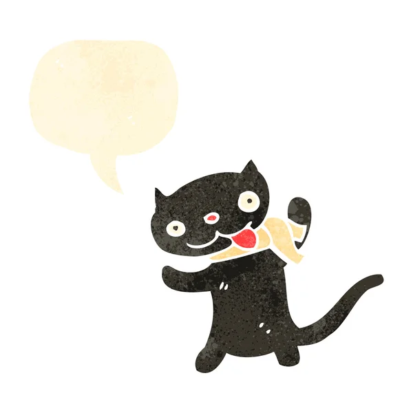 Rétro dessin animé chat noir — Image vectorielle
