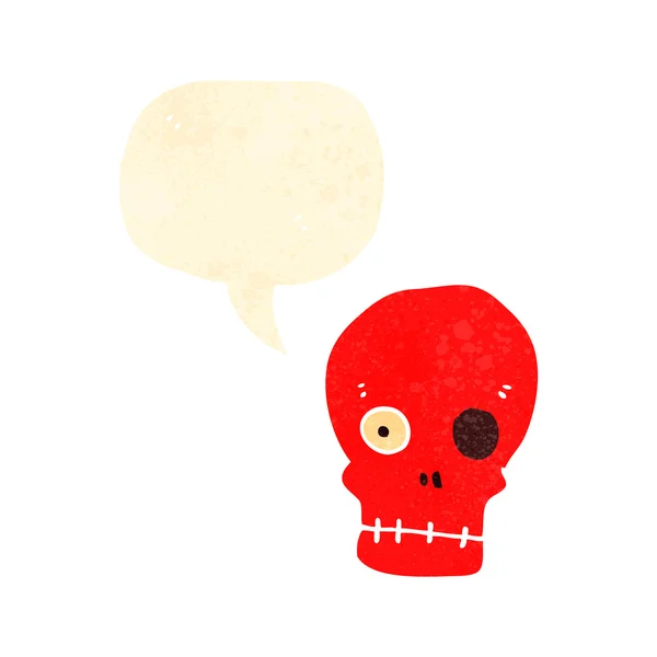 Calavera de dibujos animados retro con burbuja de habla — Vector de stock