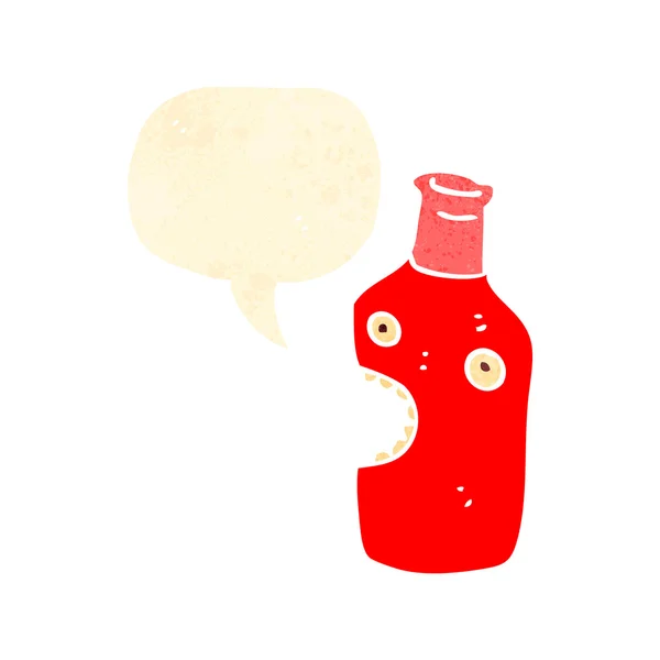 Ретро мультяшная бутылка с речевым пузырем — стоковый вектор