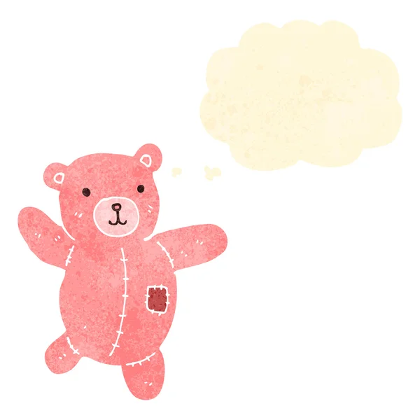 Retro desenho animado rosa ursinho de pelúcia — Vetor de Stock