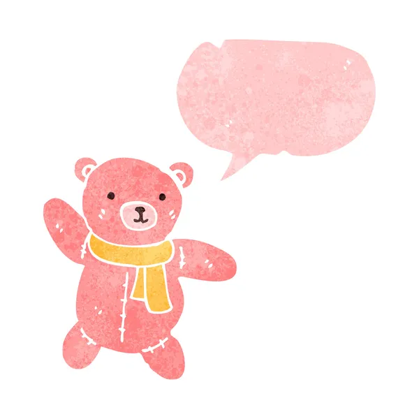 复古卡通玩具熊与语音泡沫 — 图库矢量图片