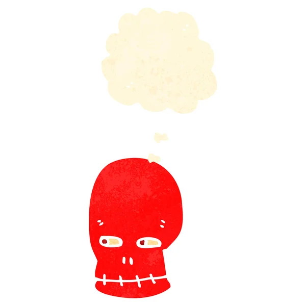 Desenhos animados retro engraçado crânio vermelho — Vetor de Stock
