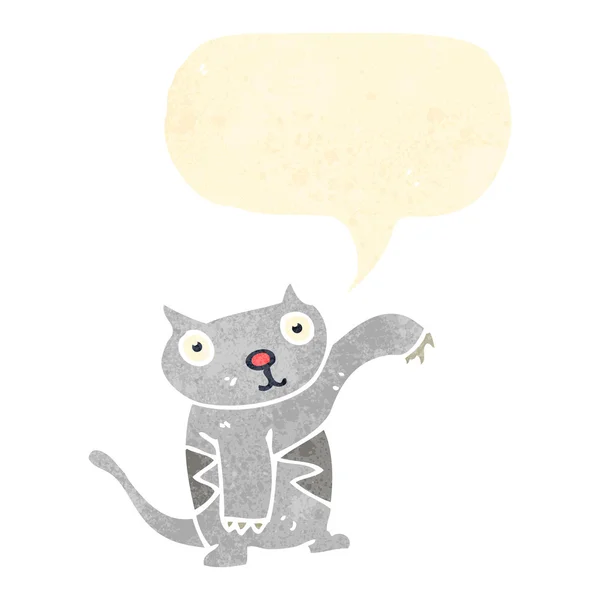 Gato de dibujos animados retro con burbuja de habla — Archivo Imágenes Vectoriales