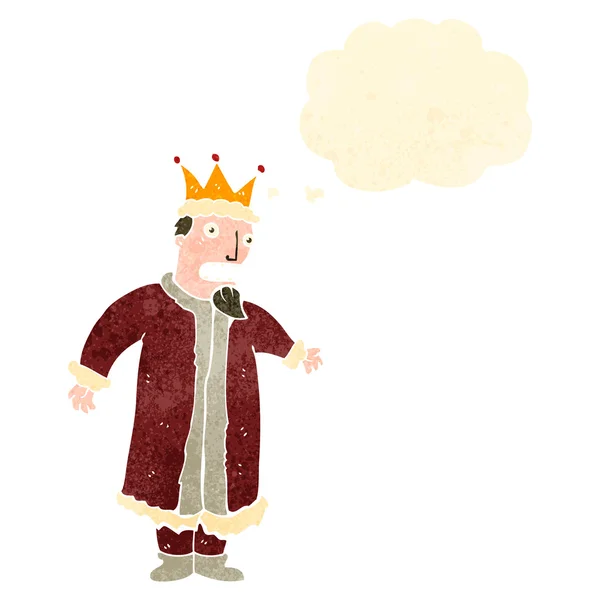 Retro Cartoon König mit Gedankenblase — Stockvektor