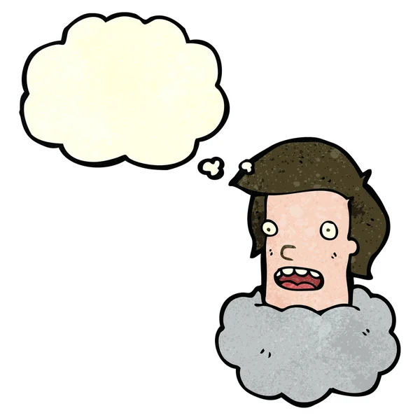Ο άνθρωπος με το κεφάλι στο σύννεφα κινουμένων σχεδίων — Διανυσματικό Αρχείο