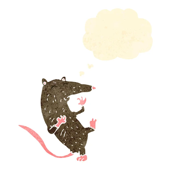 Rat dessin animé rétro avec bulle de pensée — Image vectorielle