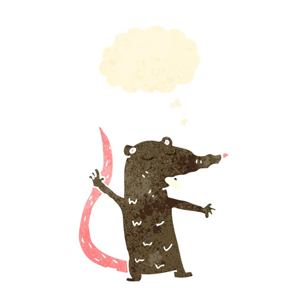 Ретро мультяшна миша з мисленням бульбашки — стоковий вектор